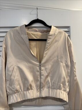 ESQUALO Satin Cream Bomber Jacket